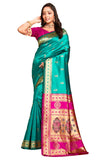 Jashiyaa C J Enterprise Women's Banarasi Saree Pure Kanjivaram Silk Saree Soft Design Wear Pattu Sarees Latest Cotton With Blouse Piece for Wedding sadi new ladies 2025 Nath paithani Rama-Pink
