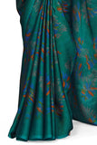 Jashiya MIRCHI FASHION Chiffon Georgette Floral Print ed Sarees for Women with Blouse Piece (Turquoise, Orange)