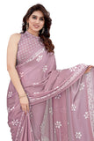 Jashiyaa MIRCHI FASHION Chiffon Georgette Batik Printed Sarees for Women with Blouse Piece Onion Pink, White