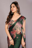 Jashiyaa MIRCHI FASHION Chiffon Georgette Tie Dye Printed Sarees for Women with Blouse Piece (Dark Green, Coral Pink, Beige)