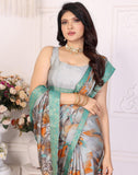 Jashiya Yashika Women's Tussar Silk With Lace Printed Sari Saree with Blouse|saree for Women | Saree | New Sari | Latest Saree (AZ-YS-P1-RAJAL LIGHT GREEN LACE)