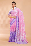 Jashiyaa Garden Vareli Women Viscose Brasso Floral Print Saree With Unstitched Blouse Piece Purple