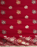 Jashiyaa SIRIL Women's Kanjivaram Silk Saree Pure Silk Banarasi Saree With Unstitched Blouse Piece Red