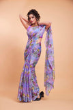 Jashiyaa Garden Vareli Women Chiffon Floral Print Saree - Purple