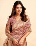 Jashiya SIRIL Women's Pure Kanjivaram Silk Saree Soft Sarees Banarasi Style With Blouse Piece For Wedding (Light Pink)