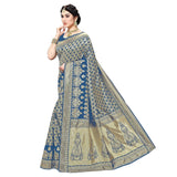 Jashiya Yashika Women's Trendy Banarasi Kanjivaram Rama Color Art Silk Saree with Blouse Material