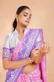 Jashiyaa Garden Vareli Women Viscose Brasso Floral Print Saree With Unstitched Blouse Piece Purple