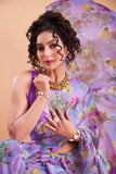 Jashiyaa Garden Vareli Women Chiffon Floral Print Saree - Purple