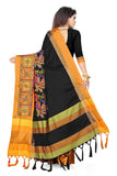 Jashiyaa arriva fab Chanderi Women's Kutchi Work Embroidered Exclusive Wear Sare Black2, Saree