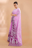 Jashiyaa Garden Vareli Women Viscose Brasso Floral Print Saree With Unstitched Blouse Piece Purple Magenta