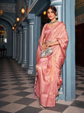 Jashiya SWORNOF Womens Kanjivaram Soft Silk Saree Patola saree With Blouse Piece (PINK)