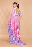 Jashiyaa Garden Vareli Women Viscose Brasso Floral Print Saree With Unstitched Blouse Piece Purple