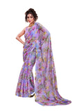 Jashiyaa Garden Vareli Women Chiffon Floral Print Saree - Purple