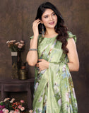 Jashiya Yashika Women's Tussar Silk Printed Saree With Blouse Material |saree for Women | saree collection 2025 | New Sari | Latest Saree (AZ-YS-P1-SHAHINA PISTA)