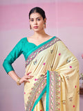 Jashiyaa Garden Vareli Women's Traditional Print Pure Cotton Saree with Unstitched Blouse Piece