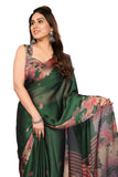 Jashiyaa MIRCHI FASHION Chiffon Georgette Tie Dye Printed Sarees for Women with Blouse Piece (Dark Green, Coral Pink, Beige)