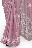 Jashiyaa MIRCHI FASHION Chiffon Georgette Batik Printed Sarees for Women with Blouse Piece Onion Pink, White