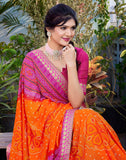 Jashiya Yashika Women's Georgette Printed Saree with Jacquard Lace & Blouse Material - Perfect for 2024's Festivals & Occasions! Beautifully Crafted, Traditional Elegance
