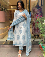 Jashiya Nermosa Block Printed Kurta set for Women with Dupatta