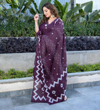 Jashiya Arayna Women's Pure Cotton Bandhani Print Ethnic Kurta Set with Palazzo Pants & Dupatta, Burgundy Wine, Medium