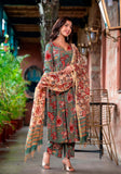 Jashiya KLOSIA Women Floral Printed Anarkali Kurta and Pant Set with Dupatta | Kurta Set | Ethnic Set | Dupatta Set