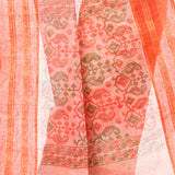 Jashiya TANTLOOM Women`s Bengal Tant Jamdani Print Design Pure Handloom Cotton Saree Without Blouse Piece Orange