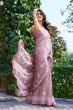 Jashiyaa MIRCHI FASHION Chiffon Georgette Batik Printed Sarees for Women with Blouse Piece Onion Pink, White