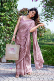 Jashiyaa MIRCHI FASHION Chiffon Georgette Batik Printed Sarees for Women with Blouse Piece Onion Pink, White