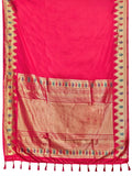 Garden Vareli Women Banarasi Silk Jacquard Saree Rich Pallu And Zari Border With Unstitched Blouse Piece Red