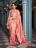 Jashiya SWORNOF Womens Kanjivaram Soft Silk Saree Patola saree With Blouse Piece (PINK)