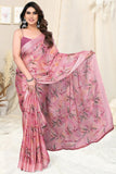 Jashiya MIRCHI FASHION Chiffon Georgette Floral Printed Sarees for Women with Blouse Piece (40771-Peach)