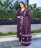 Jashiya Arayna Women's Pure Cotton Bandhani Print Ethnic Kurta Set with Palazzo Pants & Dupatta, Burgundy Wine, Medium