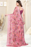 Jashiya MIRCHI FASHION Chiffon Georgette Floral Printed Sarees for Women with Blouse Piece (40771-Peach)