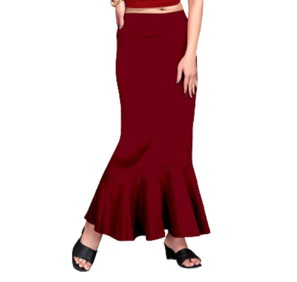 BADGER WINS Pleated Flare Saree Shapewear Petticoat for Women,Lycra Cotton Blended,Petticoat,Skirts for Women,Shape Wear Dress for Saree Maroon