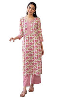 Jashiya Lymio kurta set for women | Women Kurta | Women Kurta Sets Kurtis | Women Kurta Pant Set | Women Kurta Pant Set Women Kurti Set with Pant | Women Kurti Set with Pant Cotton (K-24-26) (L, Pink)