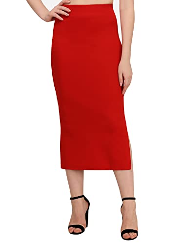 Wedani Women's Lycra Saree Shapewear Petticoat (M, Red)