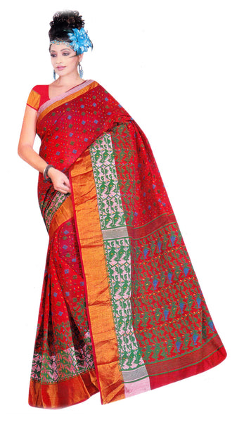 Jashiya Bengal Dhakai Silk Printed Exclusive Fancy Saree with Blouse