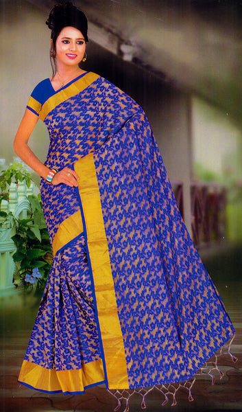 Jashiya Bengal Cotton Silk Handloom Exclusive Fancy Saree with Blouse