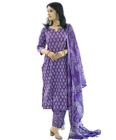 Jashiya MEERA FAB Women's Cotton Printed Straight Kurta With Palazzo & Dupatta Set