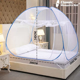 Jashiya.Shop - Classic Mosquito Net, Polyester, Foldable for Double Bed, Strong 30GSM, PVC Coated Steel - King Size, Blue