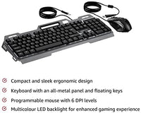 Jashiya Amazon Basics Wired Gaming Keyboard and Mouse Combo | Multicolor RGB LED Backlight Effects, Multimedia Keys, Durable Aluminum Body