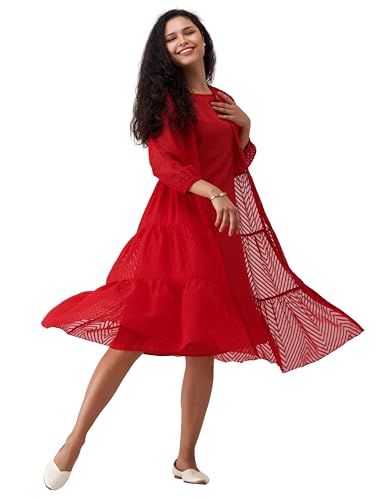 Jashiya AASK Dress for Women|one Piece for Women|Kurta for Women Dress for Women|Tops for Women|Dresses for Women|Women top|Kurta Set for Women| Red