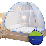 Jashiya.Shop - Classic Mosquito Net, Polyester, Foldable for Double Bed, Strong 30GSM, PVC Coated Steel - King Size, Blue