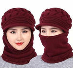 Jashiya Ultra Soft Woolen Beanie Cap + Neck Scarf Set Warm Snow Proof