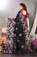 Jashiya.Shop ₹529/- MIRCHI FASHION Women's Plain Weave Chiffon Floral Printed Saree with Blouse Piece