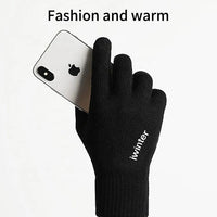 Jashiya Richmen Winter Gloves for Women and Men TouchScreen Finger Hand Glovoes | Soft Acrylic Wool Fleece Thermal Warm Winter Gloves for Driving Girls Boys (Black)