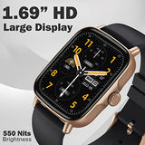 Jashiya.Shop ₹2999/-Maxima Max Pro Turbo Bluetooth Calling Smartwatch with 1.69" Full Touch HD Display, Active Crown, AI Voice Assistant, 12 Sports Mode, SpO2, Heart Rate and Sleep Monitoring (Gold Black)