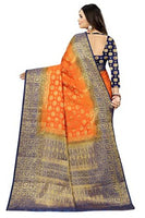 Jashiya.Shop ₹1299/- | Women's Pure Silk Woven Saree with Unstitched Blouse Piece. (Orange)