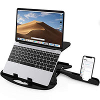 77% OFF Jashiya STRIFF Adjustable Laptop Tabletop Stand Patented Riser Ventilated Portable Foldable Compatible with MacBook Notebook Tablet Tray Desk Table Book with Free Phone Stand (Black)