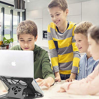 77% OFF Jashiya STRIFF Adjustable Laptop Tabletop Stand Patented Riser Ventilated Portable Foldable Compatible with MacBook Notebook Tablet Tray Desk Table Book with Free Phone Stand (Black)